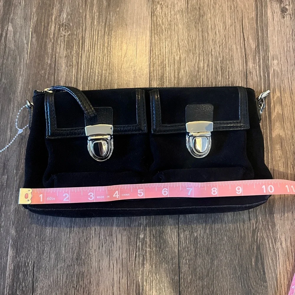 Banana Republic Fall 2003 Black Suede Shoulder Bag Silver Chain Y2K